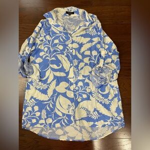 Beulah Blue and White Floral Blouse